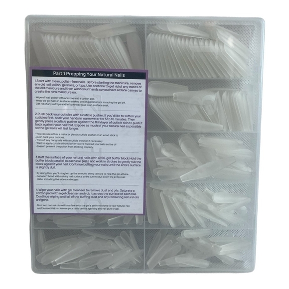 Nails BTArt 500x Boxnail Long Ballerina Nail Tips Pre-buff Clear Nail Extension - Picture 5 of 5